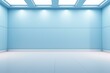 © juliars - Empty light blue room with spotlights and white floor, perfect for showcasing products or creating a serene atmosphere