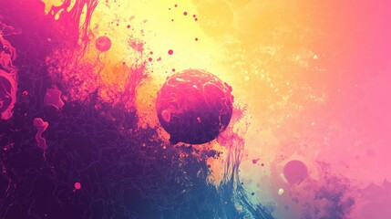 Wall Mural - Abstract Cosmic Sphere Amidst Vibrant Hues