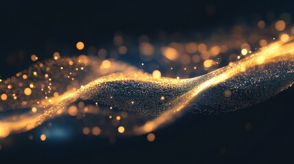 Wall Mural - a long, curvy line of gold glitter is shown in a black background
