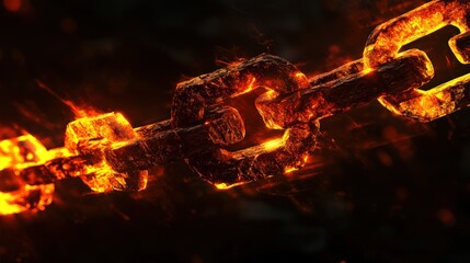 Wall Mural - A chain of links is shown in a black and orange color scheme