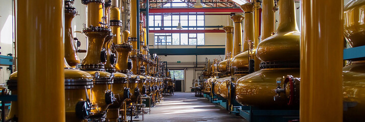Poster - Distillation equipment inside a large production facility
