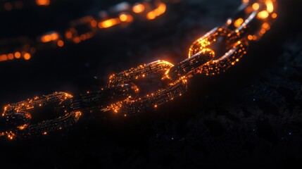Wall Mural - a chain of links is lit up with fire