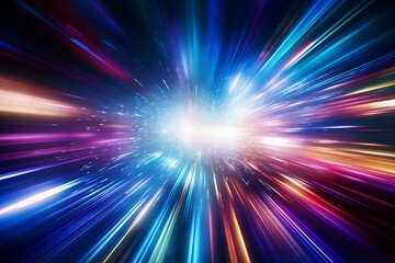 Wall Mural - vibrant light streaks converge, creating a mesmerizing hyperspace jump effect