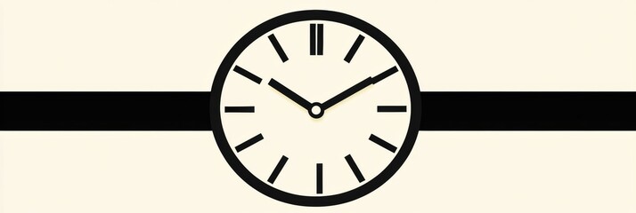 Fototapete - Clock showing time with black and white design on a simple background at a contemporary style. Generative AI