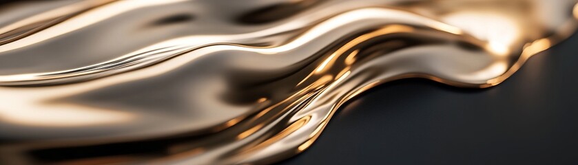 Canvas Print - Golden liquid moves fluidly across the surface, forming smooth waves and reflections. The rich tones capture light, creating an intriguing visual effect that draws the eye