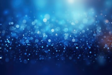 Wall Mural - Abstract blue bokeh background with glowing particles creating festive atmosphere