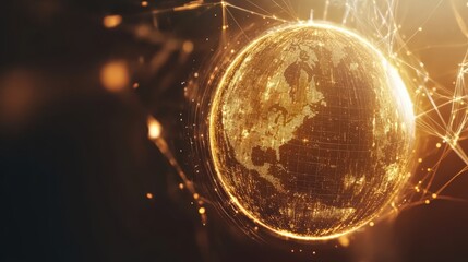 Wall Mural - a glowing sphere with a network of lines surrounding it