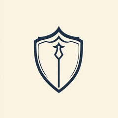 Poster - Shield design featuring a spear motif with a simple and modern appearance suitable for branding or logos. Generative AI