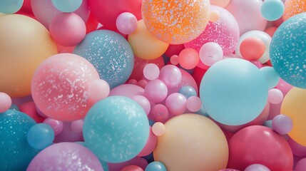 Wall Mural - a lot of colorful balls of different sizes. the balls are pink, blue, green, yellow, and orange. the