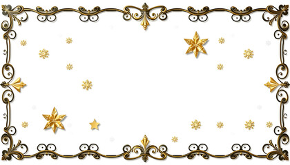 Christmas icon elements golden black border pattern isolated white background , with white tonespng