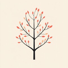 Poster - Stylized tree icon featuring branches and colorful leaves, perfect for representing nature or growth concepts. Generative AI