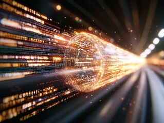 Wall Mural - dynamic flow of digital particles creating motion and energy in a futuristic abstract background
