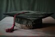 © juliars - Dusty graduation cap is sitting on a table, representing the culmination of years of hard work and the pursuit of knowledge
