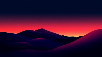 Wall Mural - vibrant sunset over rolling hills with deep purple and orange hues illuminating the horizon
