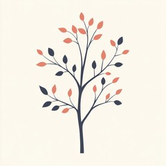Fototapete - Vibrant tree icon showcasing branches and leaves with a mix of colors perfect for nature themed designs. Generative AI