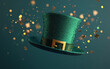 © praewpailyn - sparkling green top hat surrounded by golden confetti creates festive atmosphere, perfect for celebrations and special occasions