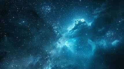 a dark blue night sky with a nebula and stars.