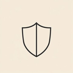 Poster - Simple black outline of a shield on a light background representing protection and security ideals. Generative AI