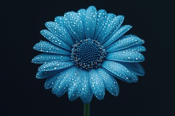 Wall Mural - Blue flower with water droplets