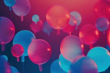 Wall Mural - Colorful balloons are floating on a red and blue background