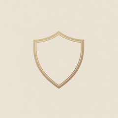 Poster - Elegant golden shield design set against a light beige background for branding or security themes. Generative AI
