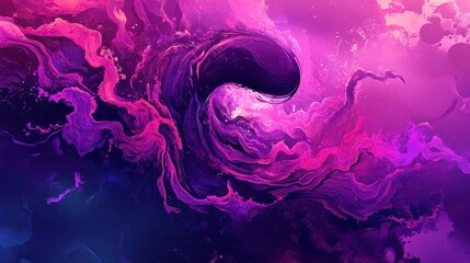 Wall Mural - Abstract Swirling Purple Pink Nebula Cosmic Art