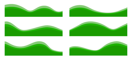 Wall Mural - Set of green bush separator footers, modern dividers shapes for bottom of the page website