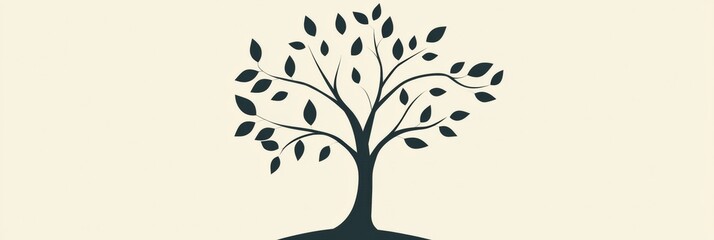 Poster - Stylized tree icon featuring detailed branches and leaves in a minimalist design suitable for various creative projects. Generative AI