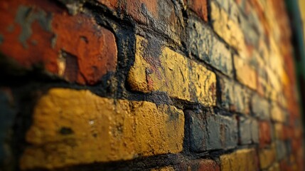 Wall Mural - Brick Wall with Yellow and Red Bricks