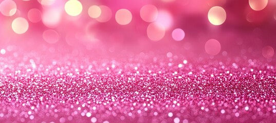 Wall Mural - pink glitter sand lights sparkle bokeh background. generative ai technology.