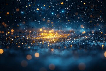 Wall Mural - background featuring an abstract array of glitter lights in gold, blue, and black hues, slightly out