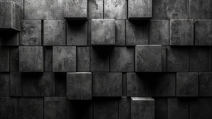 A 3D render of a polished rectangle tile wallpaper that includes a futuristic, concrete block pattern