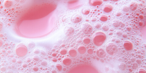 Pink Liquid with White Foam and Bubbles