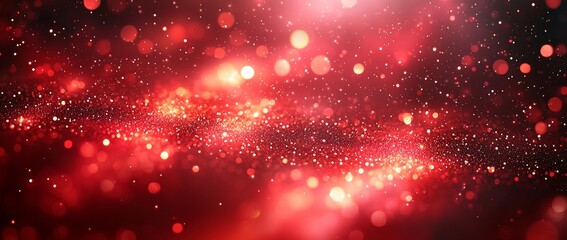 Wall Mural - a background of abstract red, gold, and black glitter lights with a defocused effect