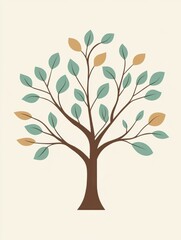 Aufkleber - Tree icon featuring branches and leaves with a simple design for nature inspired themes and projects. Generative AI