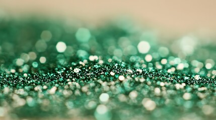 Poster - Emerald glitter texture with bokeh effect creating a sparkling and magical abstract background