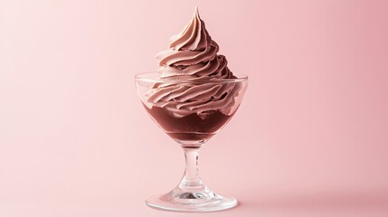 Aufkleber - Soft serve dessert in glass cup on pink background delicious treat food photography studio shot