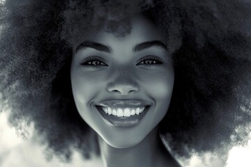 Woman with Afro Smiling