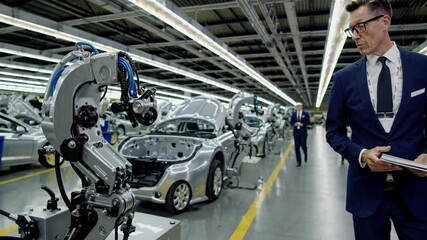 Poster - Showcasing robotic innovation in an advanced car manufacturing facility