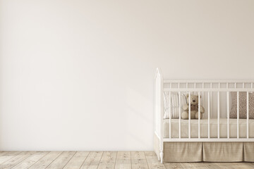 Wall Mural - Nursery interior in romantic style. Interior mockup. 3d render.