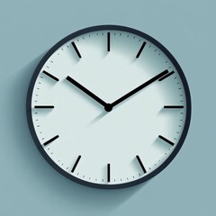Leinwandbilder - Minimalist wall clock displaying time in a modern design on a light blue background. Generative AI