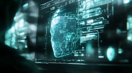 Leinwandbilder - High-tech AI-driven facial recognition system showcasing advanced technology and innovation.