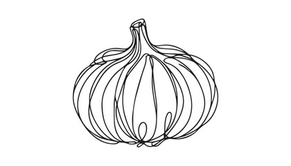 Continuous one single minimal line drawing Garlic