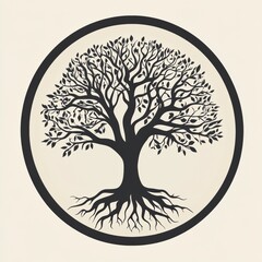 Aufkleber - Symbolic tree of life displaying intricate branches and roots on a light background during midday. Generative AI