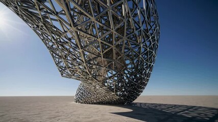 Wall Mural - innovative architectural design featuring a complex lattice structure set against a vast desert back