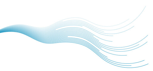 Poster - Blue minimal wavy lines abstract futuristic tech background. Vector digital design