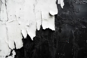 Poster - Black And White Peeling Paint Wall Texture