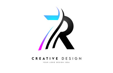 Wall Mural - r logo letter design vector. r curved shape creative icon with vibrant swoosh cut monogram.