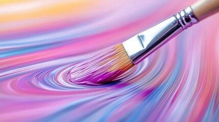 Wall Mural - Paintbrush is dipped into a purple paint, concept artist