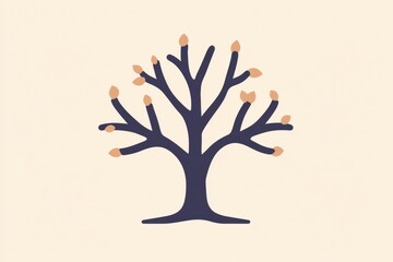 Aufkleber - Tree icon featuring branches and leaves, symbolizing growth and nature in a minimalist style. Generative AI